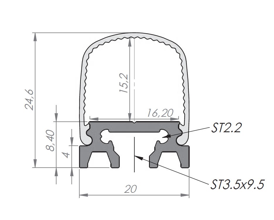 SICOM SPA - SOL5001300 SIRIO REGLETTE PROF.+COP.ROTONDA BIANCA-