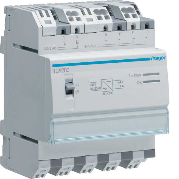 HAGER HAGTGA200 ALIMENTATORE 230VAC/24VDC 1A 4M