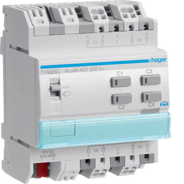 HAGER HAGTYA624C MOD.KNX+ TP VENEZ 4 OUT 6A AC1 230V 4M