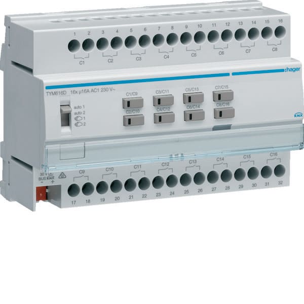 HAGER - HAGTYM616D MOD.KNX+ TP 16 OUT 16A AC1 230V C-LOAD 8