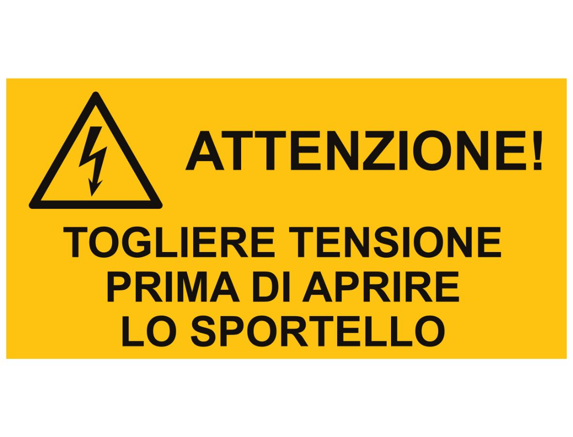 CEMBRE S.P.A. - CEM268302AR TARGA IN ALLUMINIO PER IMPIANTI ELETTRICI, TESTO "ATTENZIONE! TOGLIERE TENSIONE PRMA DI APRIRE LO SPORTELLO"