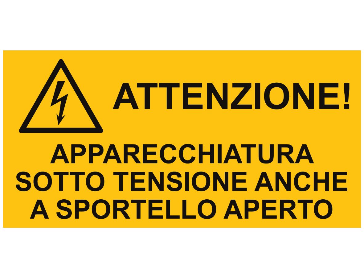 CEMBRE S.P.A. - CEM268502AR TARGA IN ALLUMINIO PER IMPIANTI ELETTRICI, TESTO "ATTENZIONE! APPARECCHIATURA SOTTO TENSIONE ANCHE A SPORTELLO APERTO"