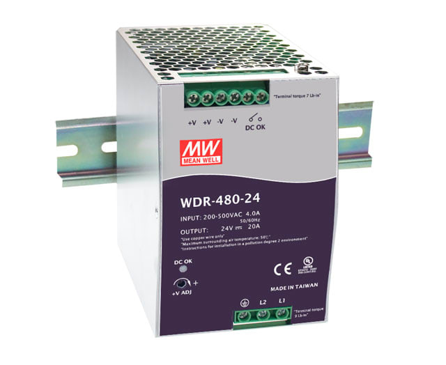 DIGIMAX SRL DIXWDR-480-24 ALIMENTATORE DIN RAIL BIFASE 24V 20A 480