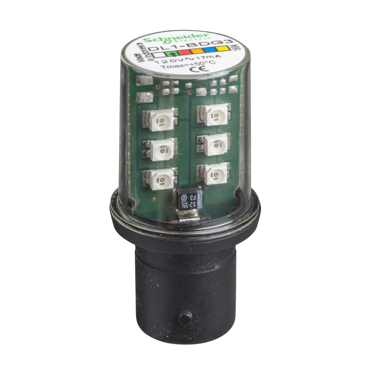 SCHNEIDER ELECTRIC SNRDL1BDG3 LAMPADINA LED VERDE 120V BA15D