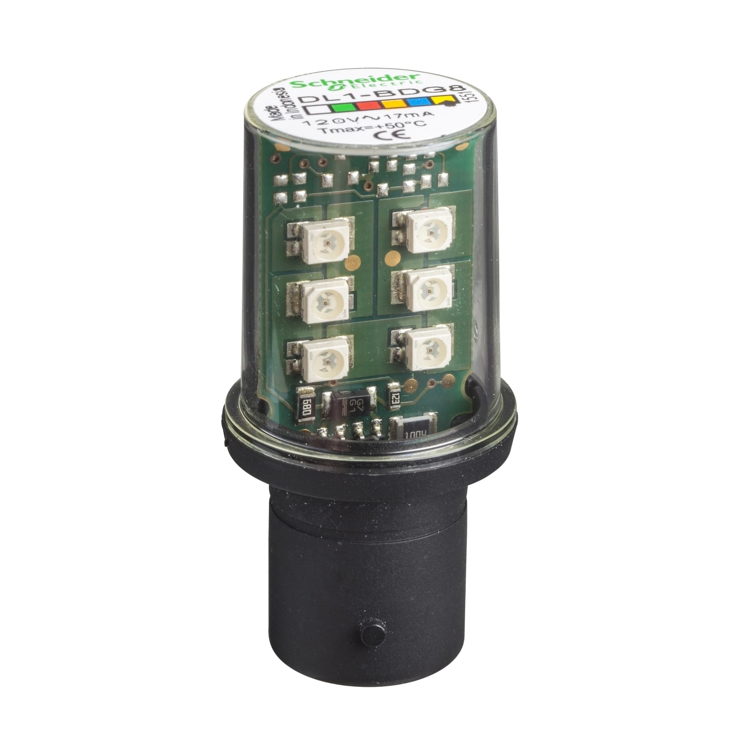 SCHNEIDER ELECTRIC - SNRDL1BDG8 LAMPADINA LED GIALLO-ARANCIO 120V BA15D