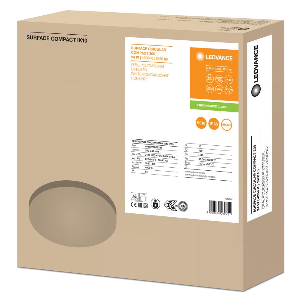 LEDVANCE LDVSURC30024840IK10 SF COMPACT 300 24W/4000K IK10 IP65 LEDV