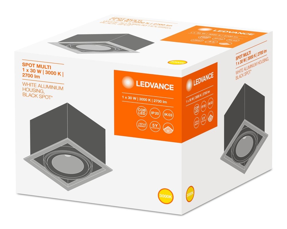 LEDVANCE LDVSPMUL1X30830FL SP MULTI 1X30W/3000K FL WT/BK LEDV