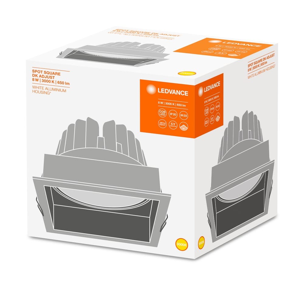 LEDVANCE LDVSPSQDK8830FLW SP SQUARE DK ADJ 8W/3000K FL WT LEDV