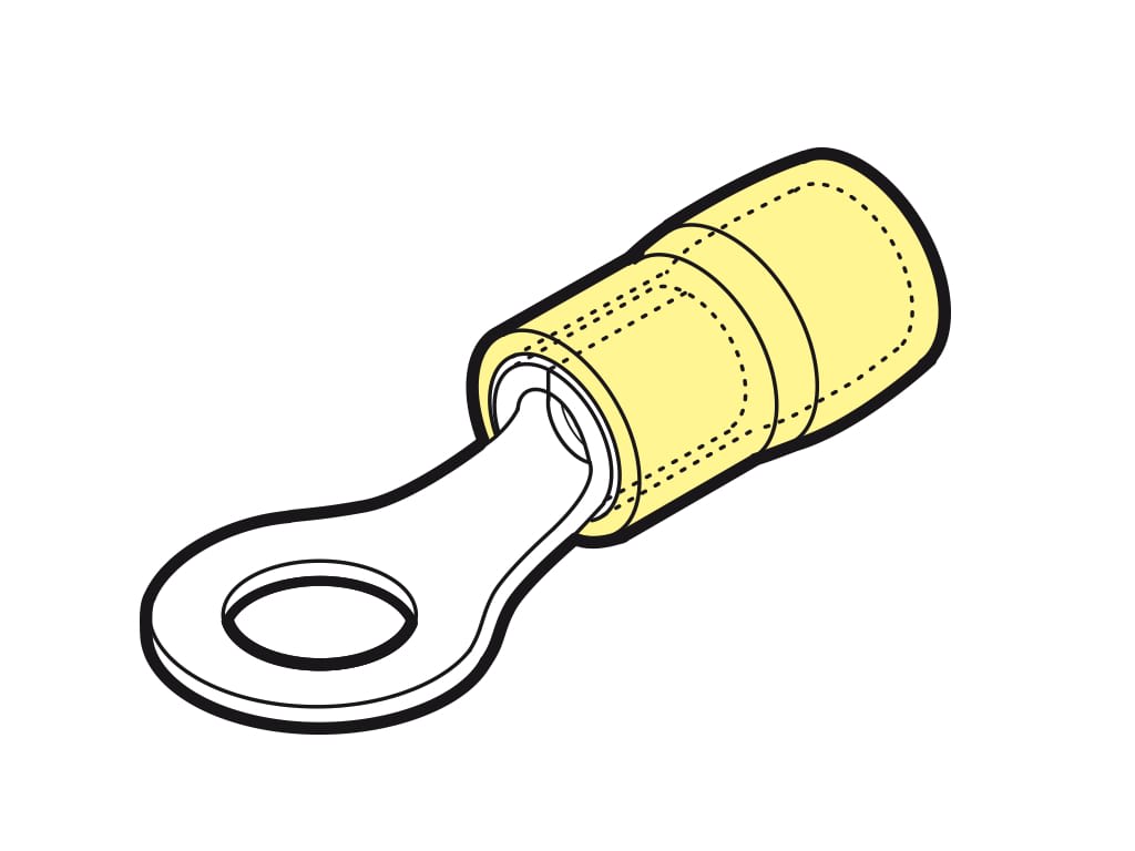 CEMBRE S.P.A. - CEMGKY-M3.5 CAPOCORDA A OCCHIELLO RINFORZATO ANTIVIBRANTE, PREISOLATO IN PA6.6, GIALLO, PER CONDUTTORI IN RAME, HALOGEN FREE, SEZIONE 4-6mmq VITE 3,5mm