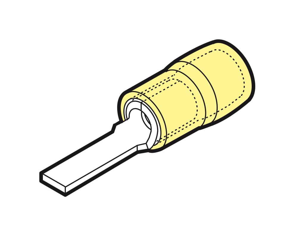 CEMBRE S.P.A. - CEMGKY-PP12 CAPOCORDA A PUNTALE PIATTO RINFORZATO ANTIVIBRANTE, PREISOLATO IN PA6.6, GIALLO, PER CONDUTTORI IN RAME, HALOGEN FREE, SEZIONE 4-6mmq 14x4mm