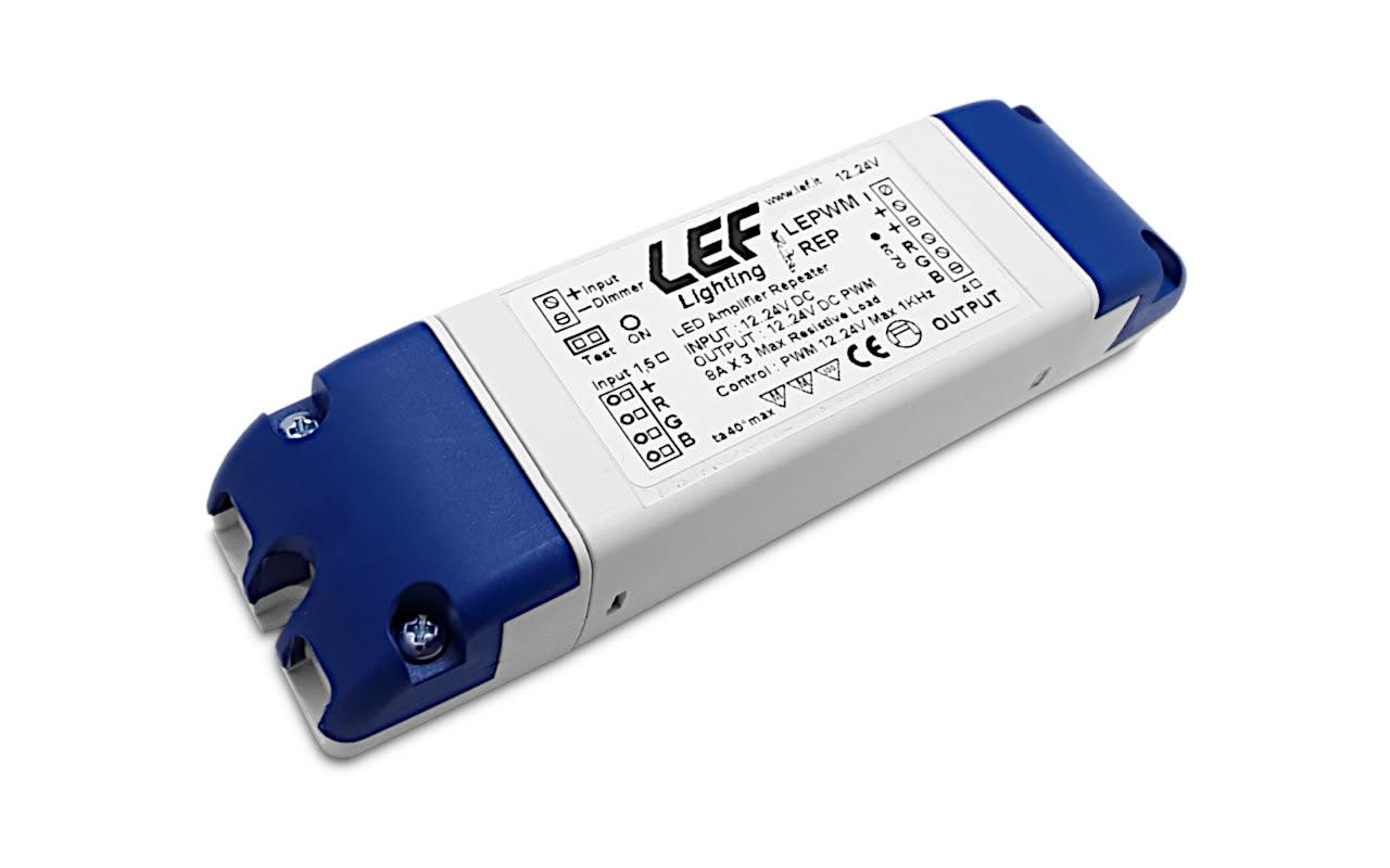 L.E.F. SRL - LEFLEPWM-REP RIPETITORE PER INTERFACCIA DIMMERAZIONE PER LED IN TENSIONE 12-24V 3X8A IP20