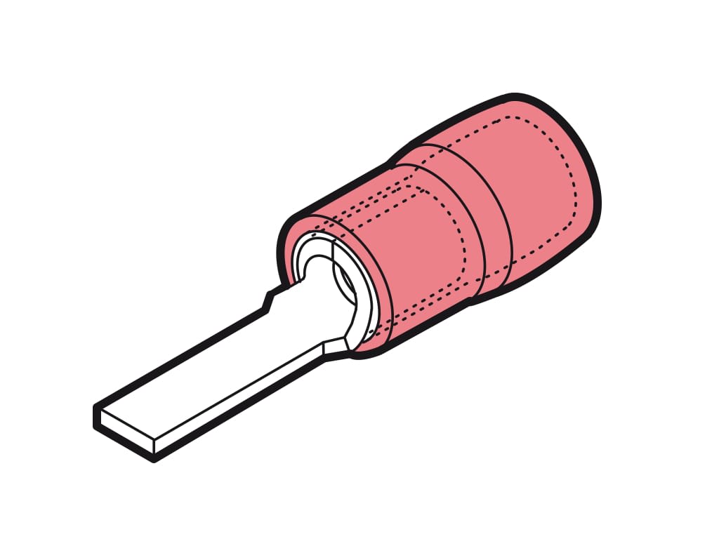 CEMBRE S.P.A. - CEMRKY-PP12 CAPOCORDA A PUNTALE PIATTO RINFORZATO ANTIVIBRANTE, PREISOLATO IN PA6.6, ROSSO, PER CONDUTTORI IN RAME, HALOGEN FREE, SEZIONE 0,25-1,5mmq 13x3mm