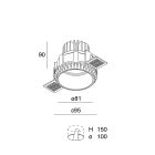 NOVALUX SPA - NOX101901.02 WELL TONDO: Downlight LED per incasso da rasare, installabile su cartongesso di spessore 5-15 mm. Corpo tondo in pressofusione di alluminio verniciato