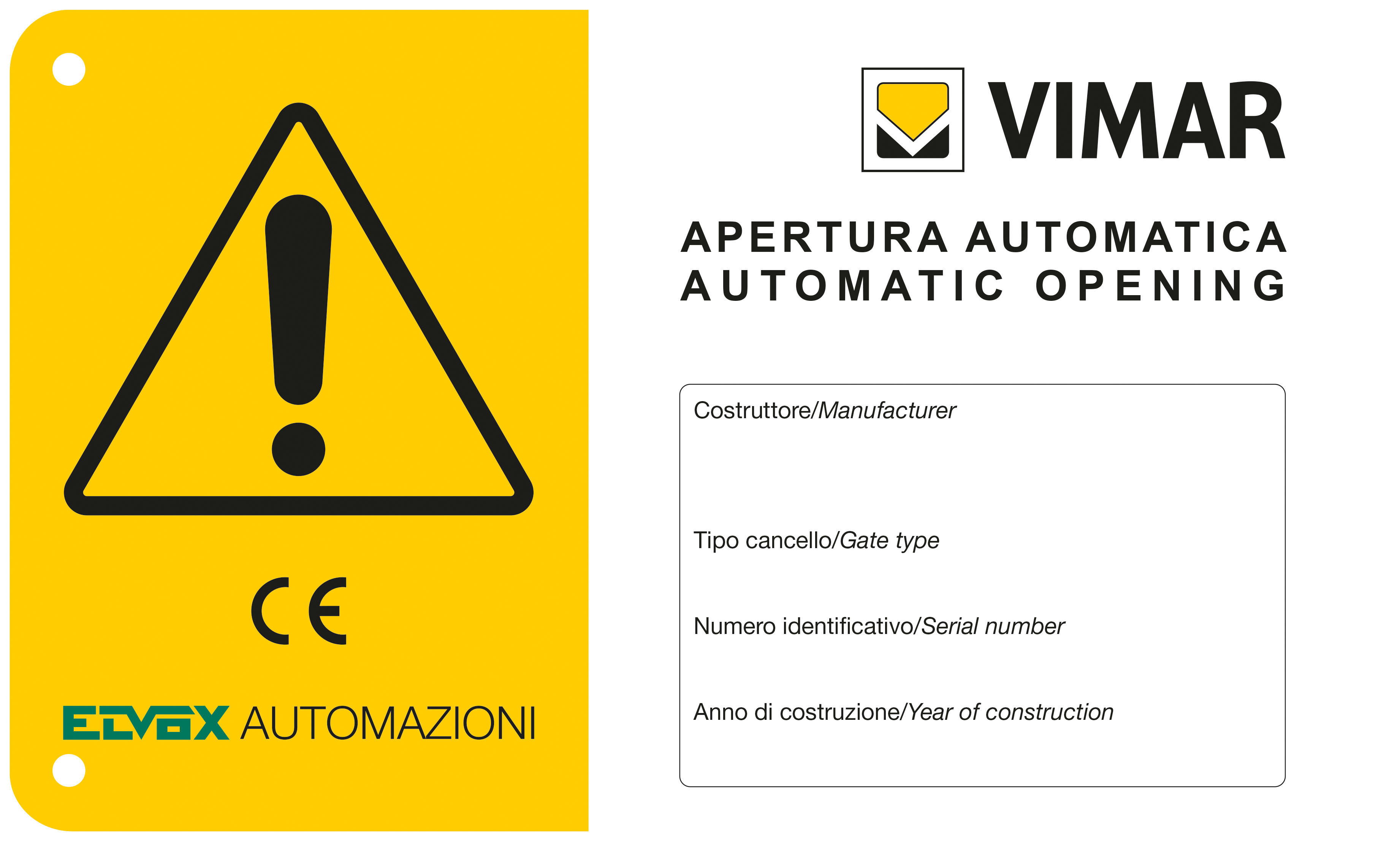 VIMAR S.P.A. - VIWZX20 CARTELLO SEGNALETICO DI AVVERTENZA